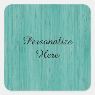 Aquamarine Bamboo Wood Grain Look Square Sticker