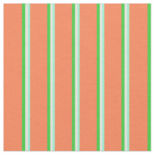 Aquamarine, Beige, Lime Green & Coral Pattern Fabric