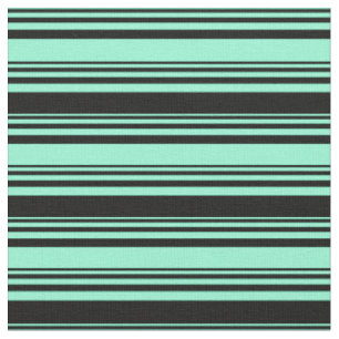 Aquamarine & Black Coloured Striped/Lined Pattern Fabric