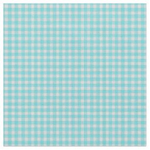 Aquamarine Blue and White Plaid Fabric