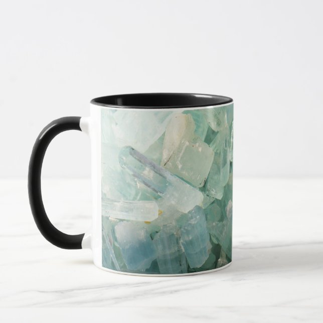 Aquamarine Blue Crystal Gemstone Birthstone Mug (Left)