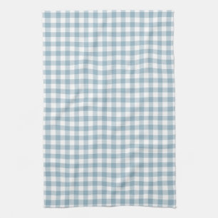 Aquamarine Blue Gingham Pattern Kitchen Towels