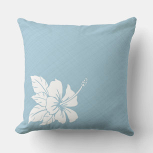 Aquamarine Blue Hibiscus Cushion