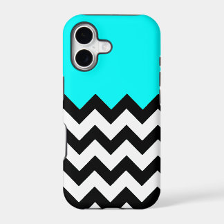 Aquamarine-Blue-On-Black-&-White-Zigzag-Pattern