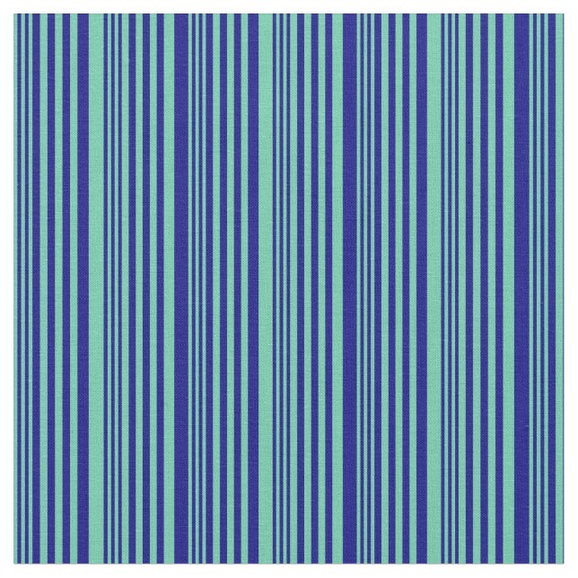 Aquamarine & Blue Pattern of Stripes Fabric (Close Up)