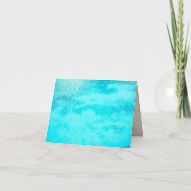 Aquamarine Blue Water Blank Folded Note Cards (Front)