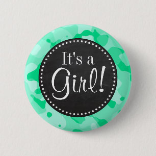 Aquamarine Camo; Camouflage; Retro Chalkboard 6 Cm Round Badge