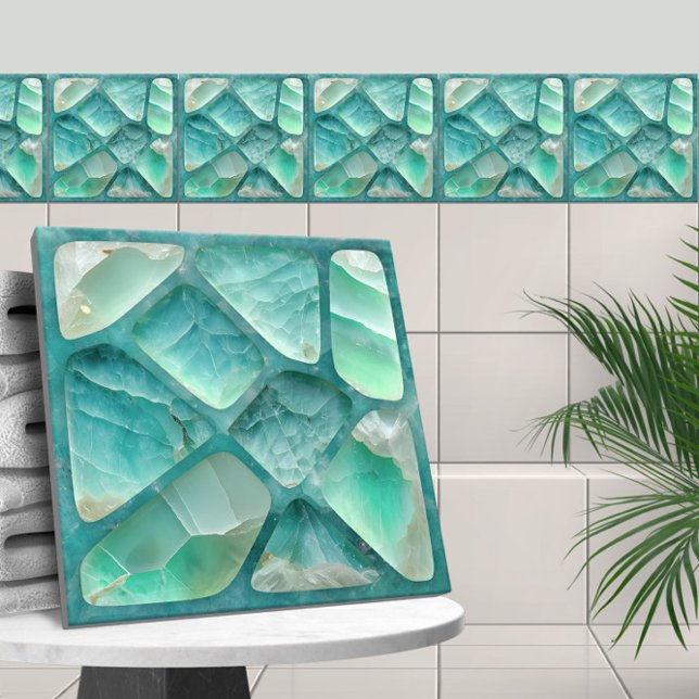 Aquamarine - cells collage ceramic tile (Creator Uploaded)