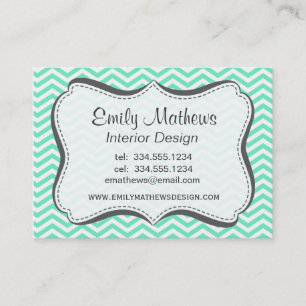 Aquamarine Chevron; zig zag Business Card