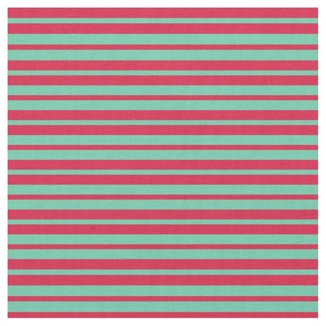 Aquamarine & Crimson Coloured Lines Fabric (Close Up)