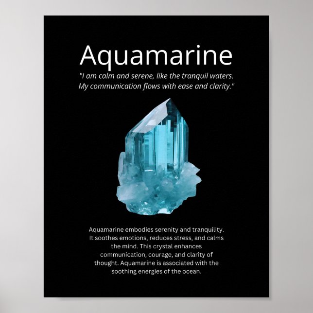 Aquamarine Crystal Stone Meaning Poster (Front)