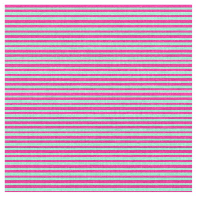 Aquamarine & Deep Pink Coloured Stripes Fabric (Close Up)