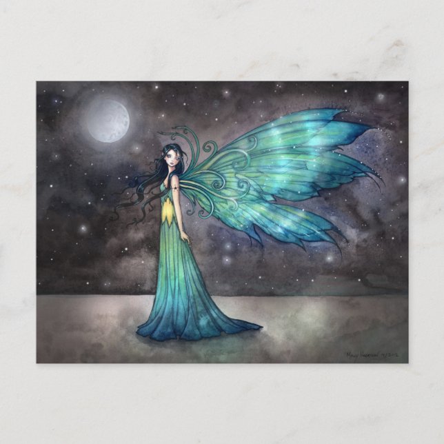 Aquamarine Eve Celestial Faerie Fairy Fantasy Art Postcard (Front)