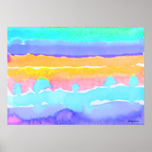 Aquamarine Fantasy Watercolor 02 Poster