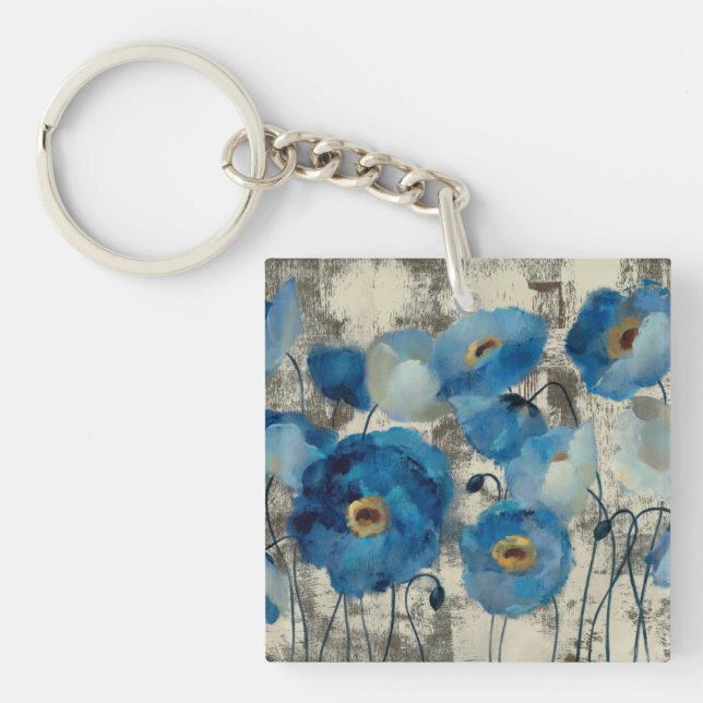 Aquamarine Floral Key Ring (Front)