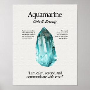 Aquamarine Gem Crystal Meaning Card Poster