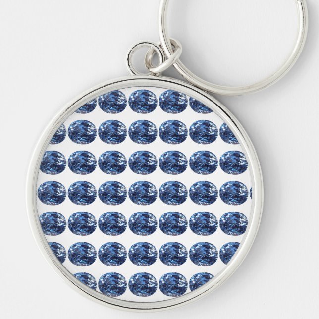 Aquamarine Gemstone, Sky Blue Key Ring (Front)