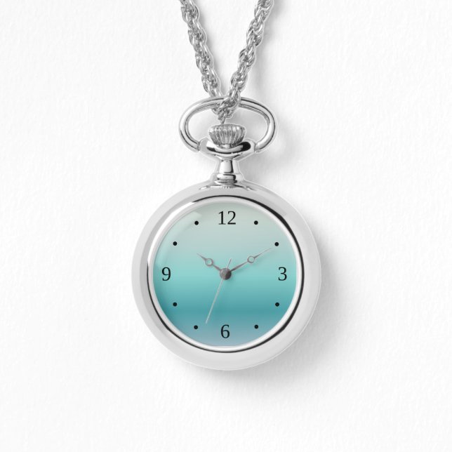 Aquamarine Gradient Minimal Numbers Watch (Front)