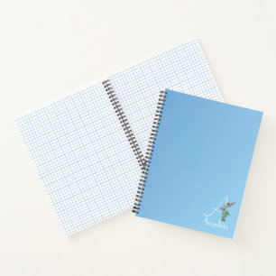 Aquamarine gradient watercolor flower letter A Notebook