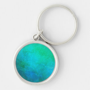 Aquamarine Green Blue Ice Abstract Art Key Ring