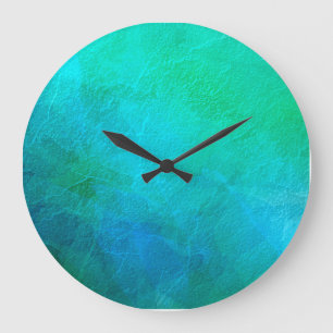 Aquamarine Green Blue Ice Abstract Art Large Clock