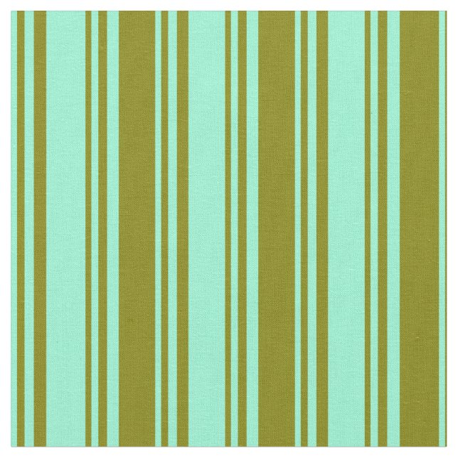 Aquamarine & Green Coloured Stripes Pattern Fabric (Close Up)