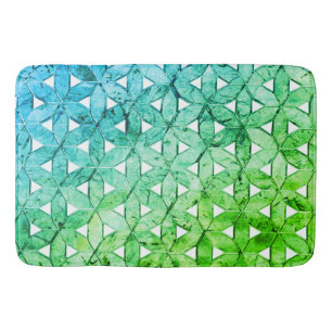 Aquamarine green Mosaic   flower of life Bath Mat