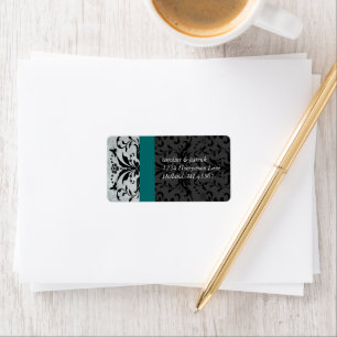 Aquamarine Grey Bumble Bee Damask  Address Labels