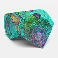 Aquamarine Groovy Abstract Retro Liquid Swirl