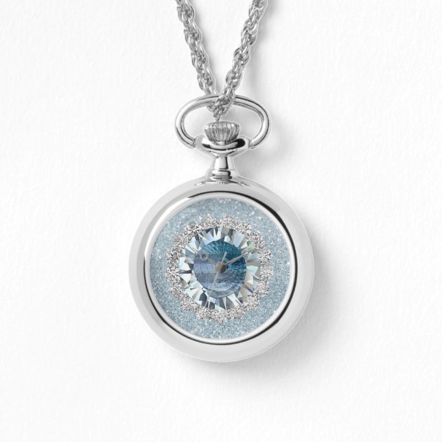 Aquamarine Jewel Seashell Watch (Front)