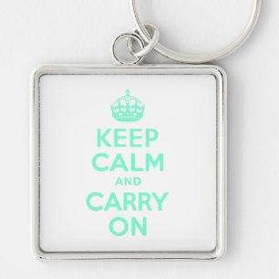 Aquamarine Keep Calm and Carry On Key Ring