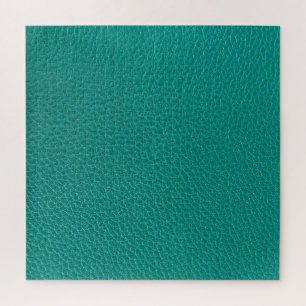 Aquamarine Leather: Fashionable Snake Texture. Jigsaw Puzzle