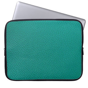 Aquamarine Leather: Fashionable Snake Texture. Laptop Sleeve