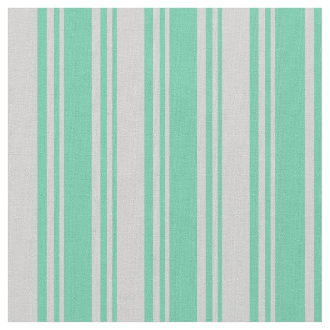 Aquamarine & Light Grey Striped Pattern Fabric (Close Up)
