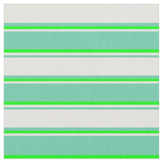 Aquamarine, Light Yellow & Lime Coloured Stripes Fabric (Close Up)