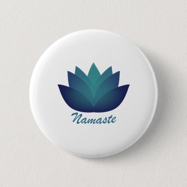Aquamarine Lotus  Namaste 6 Cm Round Badge (Front)