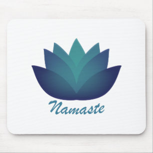 Aquamarine Lotus Namaste Mouse Pad