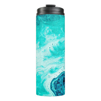 Aquamarine luxury art in Eastern style. Natural Pa Thermal Tumbler