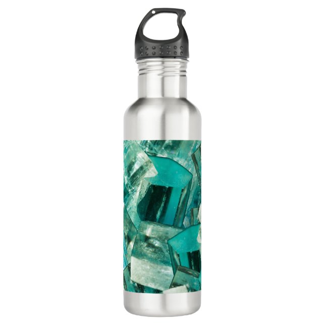 Aquamarine March Birthstone Blue Green Crystal Gem 710 Ml Water Bottle (Front)