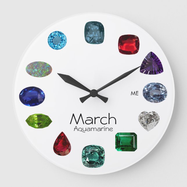 Aquamarine, March Birthstone Large Clock (Front)