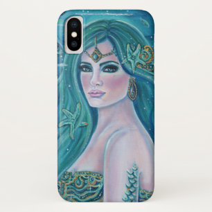 Aquamarine mermaid art by Renee Lavoie iPhone X Case