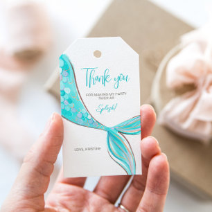 Aquamarine Mermaid Tail Party Gift Tag