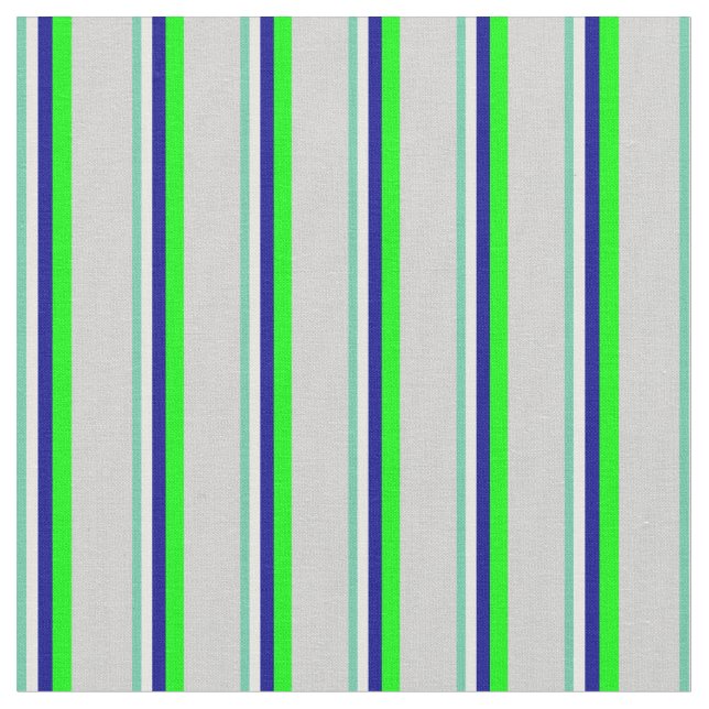 Aquamarine, Mint Cream, Dark Blue, Lime & Grey Fabric (Close Up)