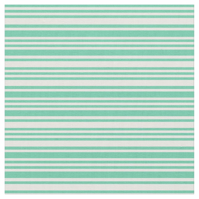 Aquamarine & Mint Cream Lined/Striped Pattern Fabric (Close Up)