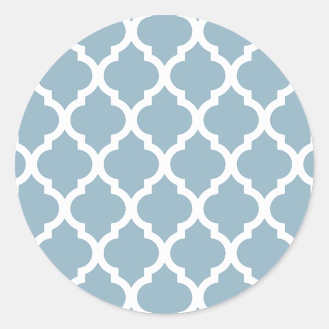 Aquamarine Moroccan Tile Trellis Classic Round Sticker (Front)