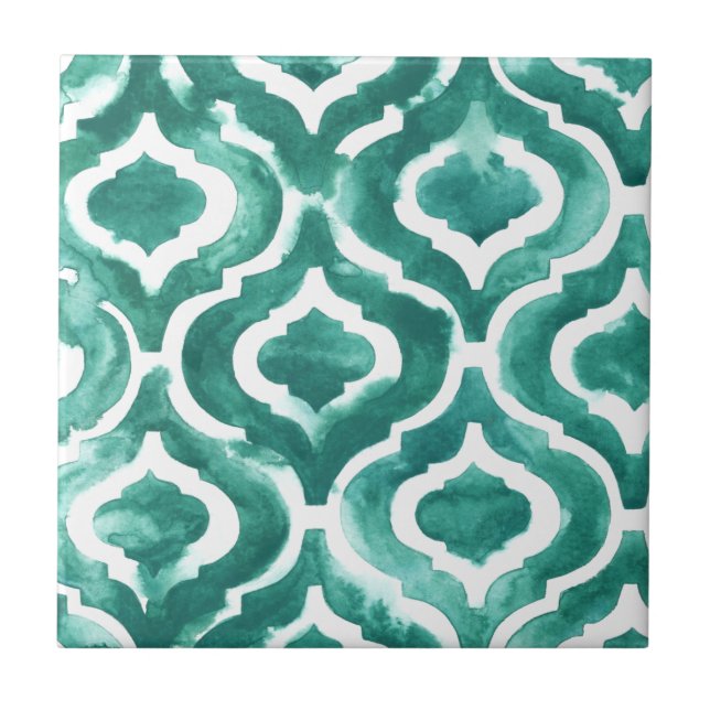Aquamarine Motif IV Ceramic Tile (Front)