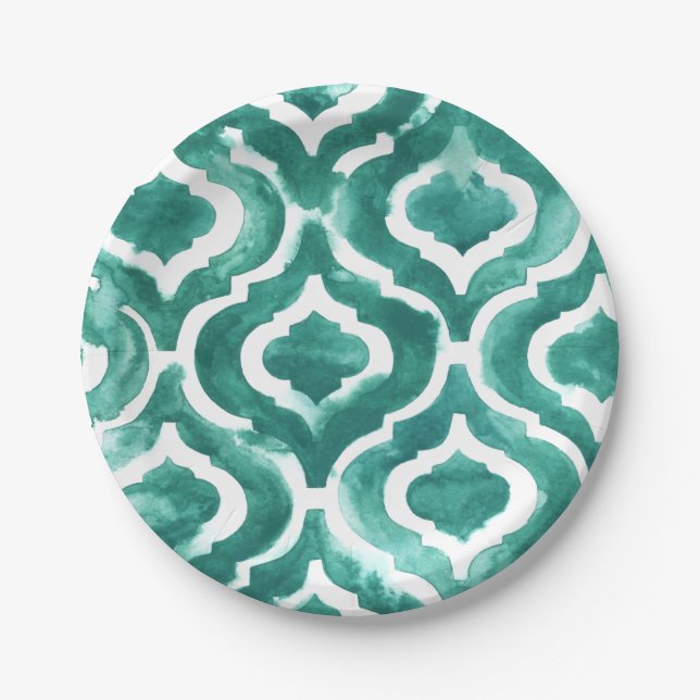 Aquamarine Motif IV Paper Plate (Front)