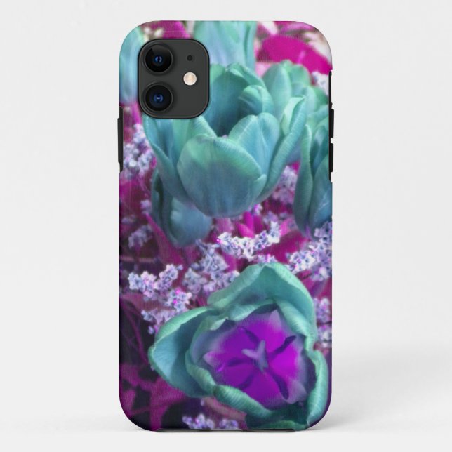 Aquamarine N Purple Tulips iPhone 5 case (Back)