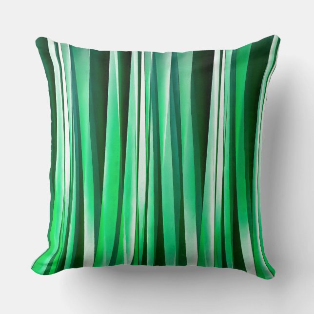 Aquamarine Ocean Stripy Pattern Cushion (Front)