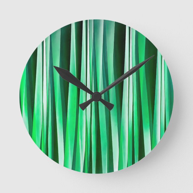 Aquamarine Ocean Stripy Pattern Round Clock (Front)